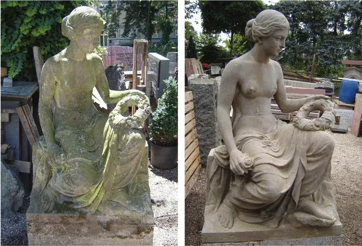 Frauenfigur wurde restauriert aus Sandstein